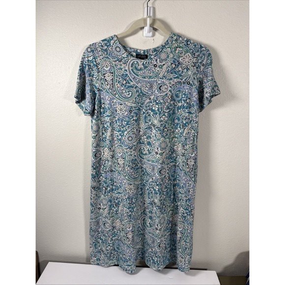 J Jill Dresses & Skirts - J Jill Wear Ever Collection Paisley S/S Dress Size Sm Petite Side Pockets P1